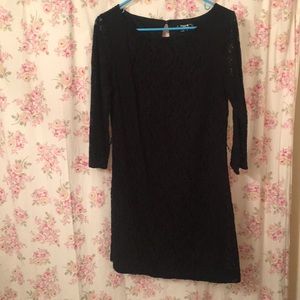 Black lace 3/4 sleeve dress